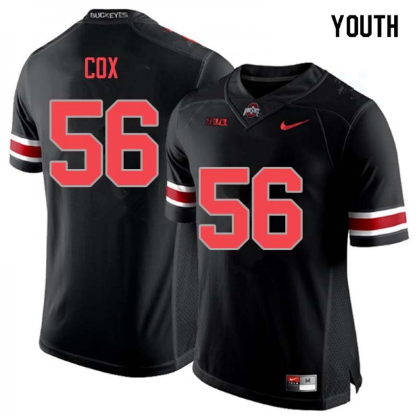 Ohio State Buckeyes #56 Aaron Cox Youth Stitch Jersey Blackout OSU9353
